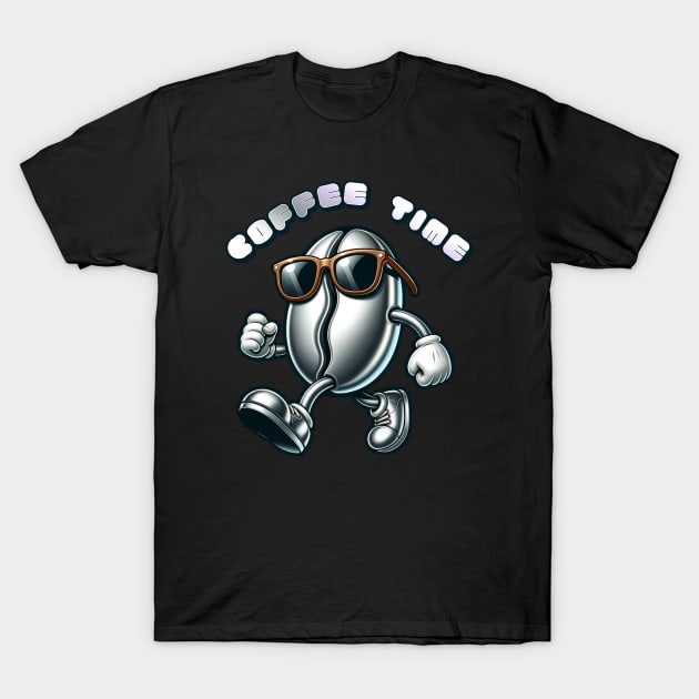 silver coffee bean mascot T-Shirt by Dracoola